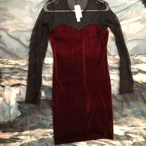 NWT AQUA RED VELVET BLACK MESH SWEETHEART NECKLINE